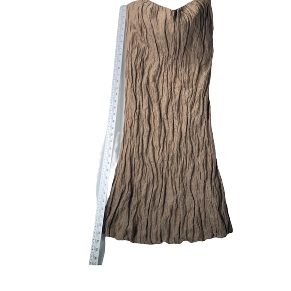 Max Mara Strapless Crinkle Column mini Dress Taupe Textured Strapless Gown US 6 - Picture 6 of 9